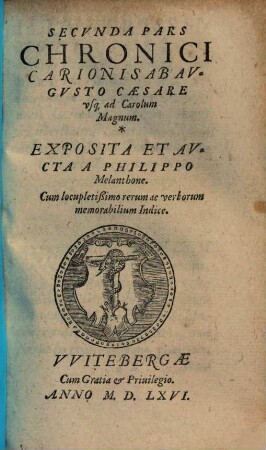... pars Chronici Carionis, 2