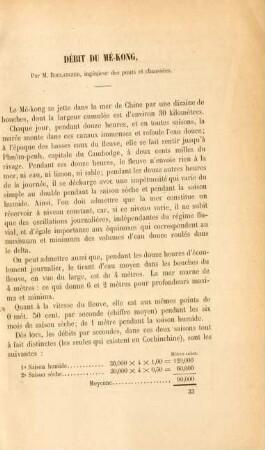 Débit du Mé-kong, par M. Boulangier, ingénieur des ponts et chaussées