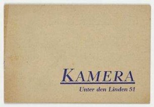 Kamera. Berlin. Filmprogramm der Kamera, Unter den Linden 51, vom 31. Oktober 1941 bis 12. Februar 1942.