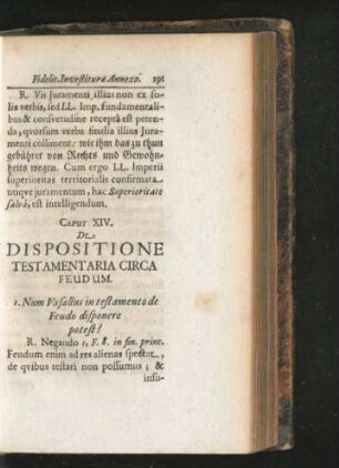 Caput XIV. De Dispositione Testamentaria Circa Feudum.