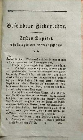 Ueber die Erkenntniß und Kur der Fieber, 4. Besondere Fieberlehre : fieberhafte Nervenkrankheiten