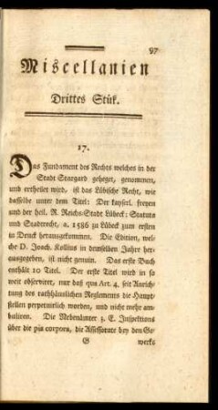 17. Von der Gültigkeit des Lübischen Rechts in Stargard