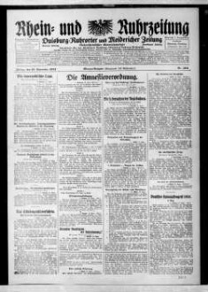 Rhein- und Ruhrzeitung : Tageszeitung für das niederrheinische Industriegebiet und den linken Niederrhein : das Blatt der westdeutschen Binnenschiffahrt