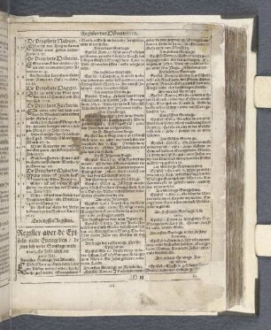Register aver de Episteln vnde Evangelien / de men lest vp de Sondage vnde nemhaffte Feste / dörch dat gantze Jahr.