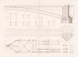 Rheinbrücke, Koblenz: Schnitte, Details (aus: Atlas zur Zeitschrift für Bauwesen, hrsg. v. F. Endell, Jg. 31, 1881)