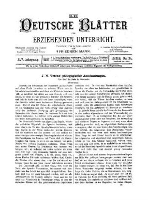 J. N. Tetens` pädagogische Anschauungen : (Fortsetzung)