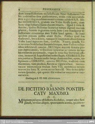 II. De Fictitio Joannis Pontificatu Maximo