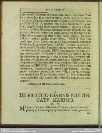 II. De Fictitio Joannis Pontificatu Maximo