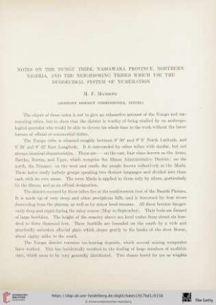 Notes on the Nungu Tribe, Nassawara Province, Northern Nigeria, and the neighboring Tribes which use the Duodecimal System of Numeration