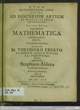 9: Mathematica ad disputandum proposita