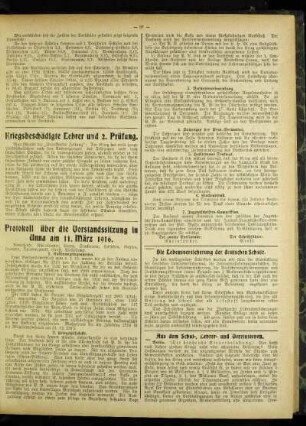 Kriegsbeschädigte Lehrer und 2. Prüfung