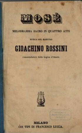 Mosé : melodramma sacro in quattro atti