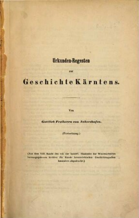 Urkunden-Regesten zur Geschichte Kärntens