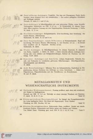 Metallarbeiten und Wissenschaftliche Instrumente (Nr. 167-197)