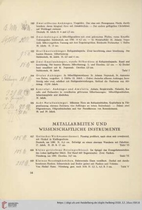 Metallarbeiten und Wissenschaftliche Instrumente (Nr. 167-197)