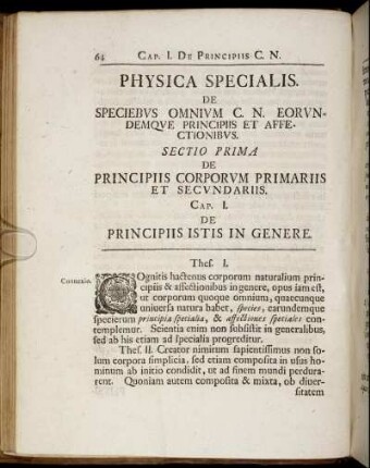 Sectio Prima. De Principiis Corporum Primariis Et Secundariis.