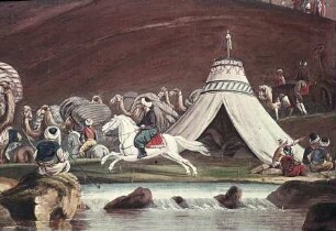 Araber bei der Überquerung eines Flusses