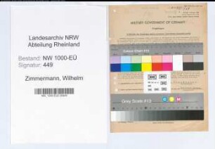 Entnazifizierung Wilhelm Zimmermann, geb. 02.03.1886 (Obersteuersekretär)