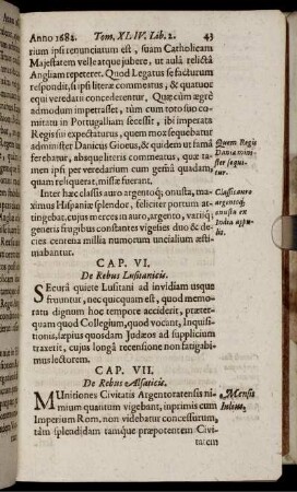 Cap. VI. De Rebus Lusitanicis Cap. VII. De Rebus Alsaticis