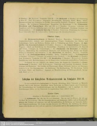 Lehrplan der Königlichen Werkmeisterschule