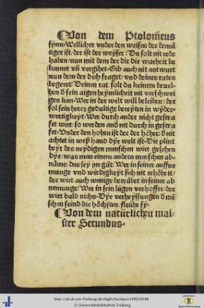 Von dem natürlichen maister Secundus