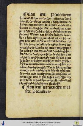 Von dem natürlichen maister Secundus