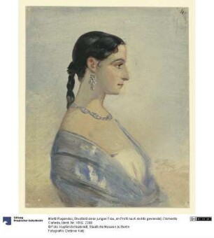 Brustbild einer jungen Frau, im Profil nach rechts gewendet, Clemente Cañeda