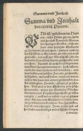 Summa und Innhalt des cxxviii. Psalms.