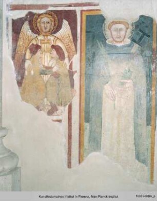 Fresko mit mehreren Madonnendarstellungen und Heiligen