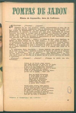 "Pompas de Jabón" : Música de Goyeneche, letra de Cadícamo