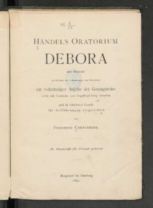 Händel's Oratorium Debora