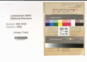 Entnazifizierung Franz Lampe , geb. 17.06.1905 (Baecker)