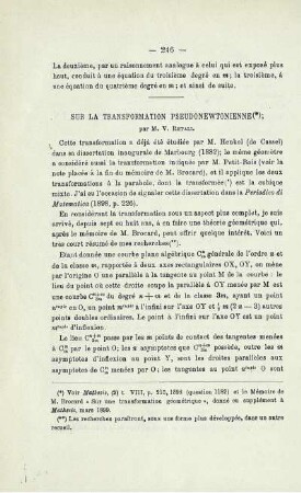 SUR LA TRANSFORMATION PSEUDONEWTONIENNE.