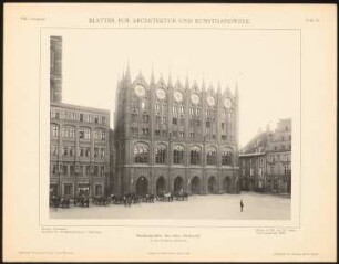 Rathaus, Stralsund: Ansicht von der Marktseite (aus: Blätter für Architektur und Kunsthandwerk, 8. Jg., 1895, Tafel 27)