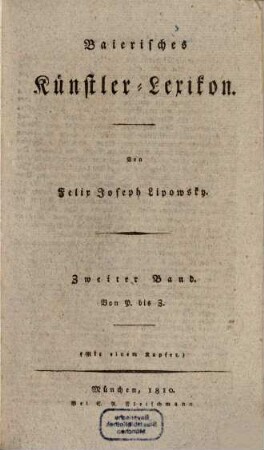 Baierisches Kuenstler-Lexikon, 2. Von P. bis Z.