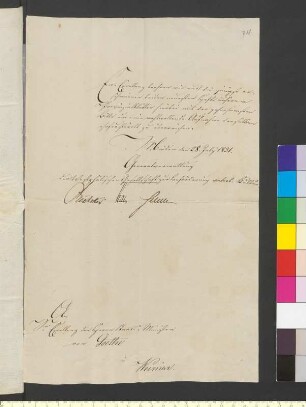Brief von Westphälischen Gesellschaft zur Beförderung vaterländischer Kultur, General-Verwaltung der an Goethe, Johann Wolfgang von