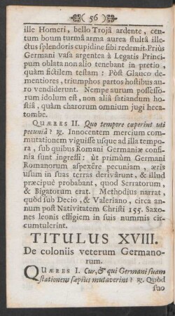 Titulus XVIII. De coloniis veterum Germanorum [unvollständig]