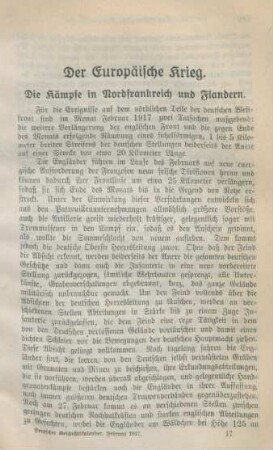 Die Kämpfe in Nordfrankreich und Flandern