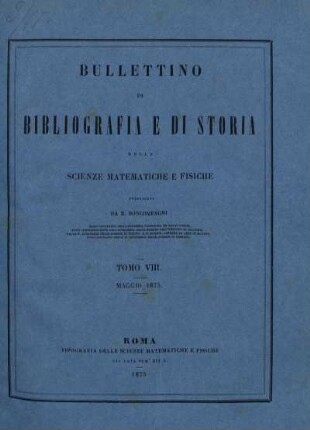 Tomo VIII. Maggio 1875.