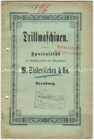 Technische Angaben über Drillmaschinen