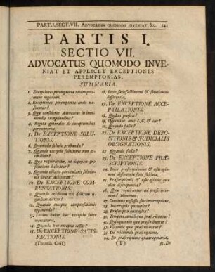 145-180, Sectio VII. Advocatus quodomo investinat et applicet exceptiones Peremptorias.