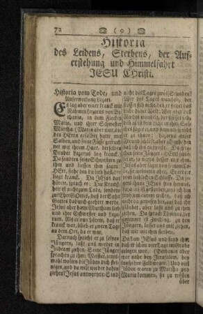 Historia des Leidens, Sterbens, der Auferstehung und Himmelfahrt Jesu Christi.