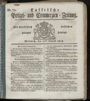 Nr. 70, Mittwoch den 31sten August. 1814