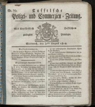 Nr. 70, Mittwoch den 31sten August. 1814