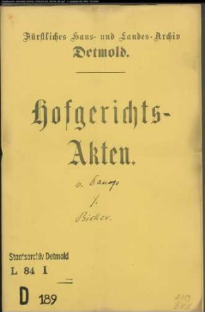 von Donop, Oberst zu Schötmar gegen Pächter Bicker zu Schötmar - Rückständige Pacht