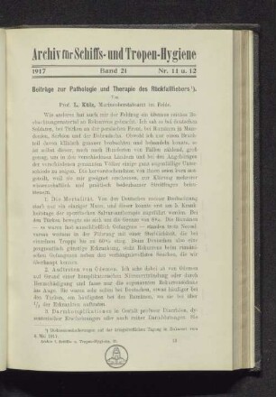 Beiträge zur Pathologie und Therapie des Rückfallfiebers.