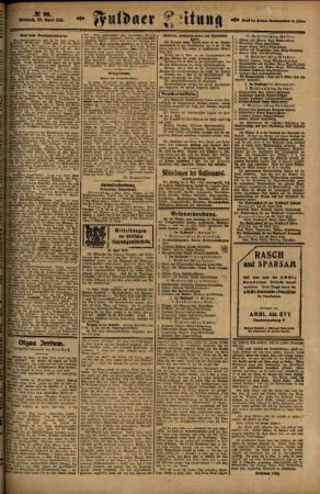 Zweite Ausgabe vom Mittwoch, den 30. April 1919.