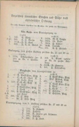 Alte Reihe. Bäckergang. Bergstraße. Bierträgergang. [Budengang. Burgstraße.]