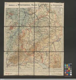 Schulkarte von Württemberg, Baden und Hohenzollern