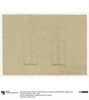 Kleider-u. Wäscheschrank, mit Klappe (Möbelentwürfe, Körpermöbel, Schränke), Lichtpause